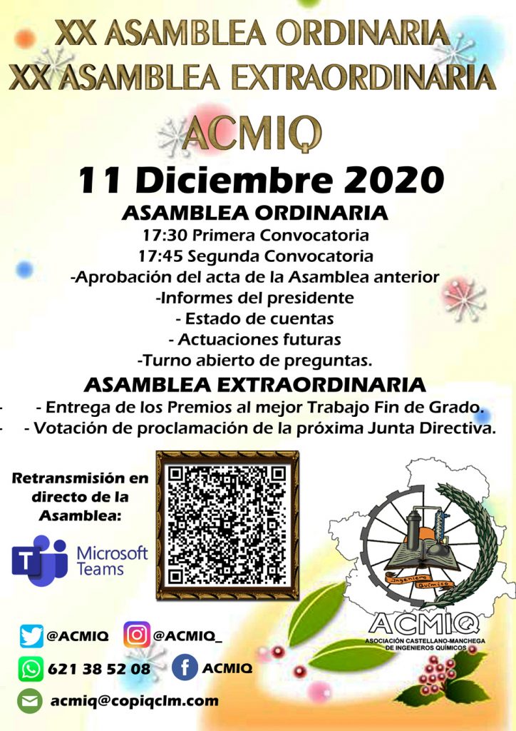 Orden del día Asamblea Ordinaria y Extraordinaria ACMIQ 2020